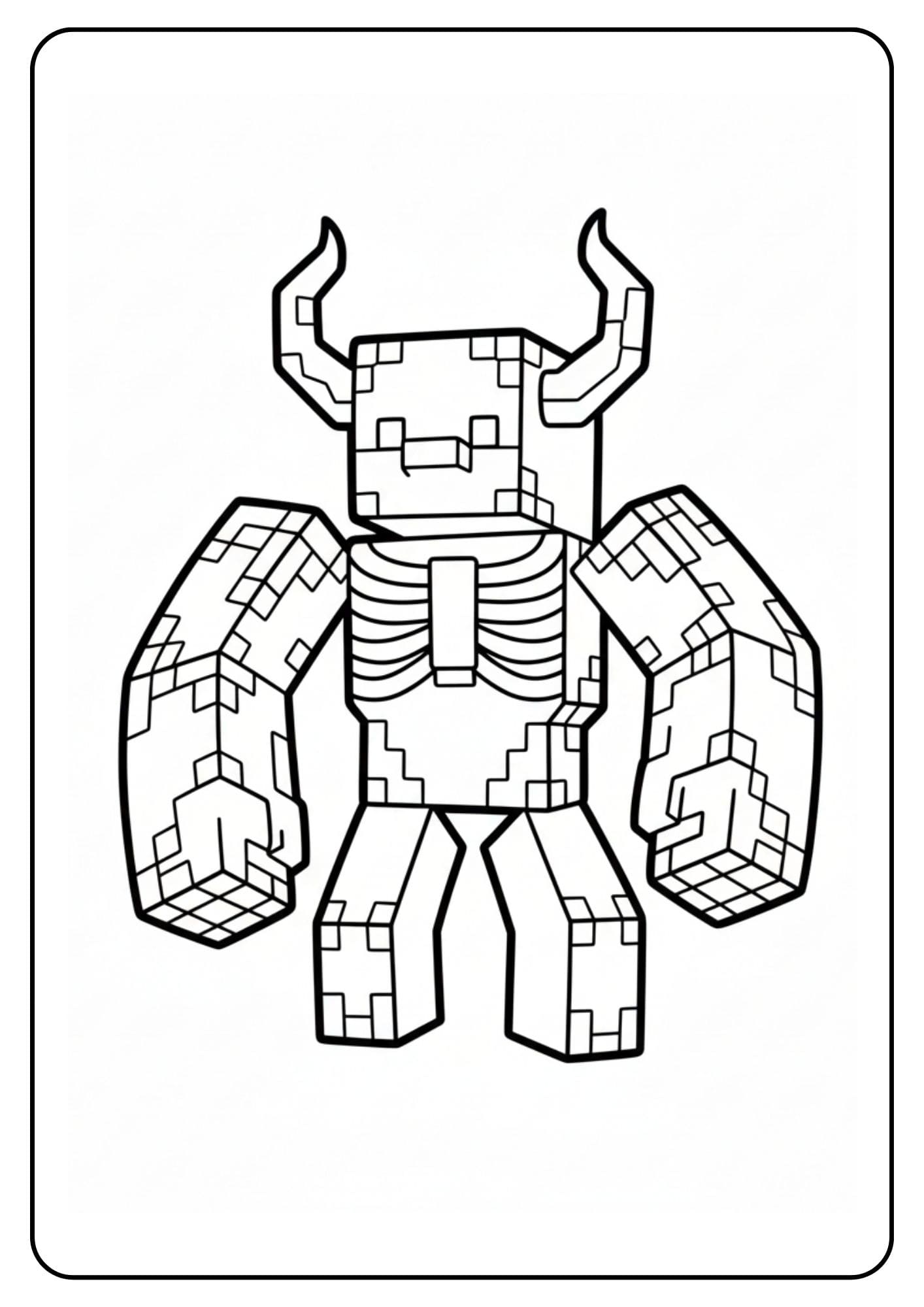 Coloriage Warden Minecraft bloc imposant