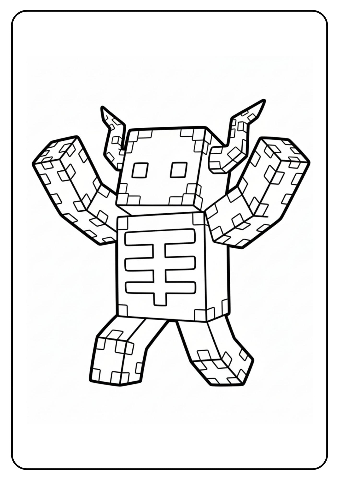 Coloriage Warden Minecraft en action