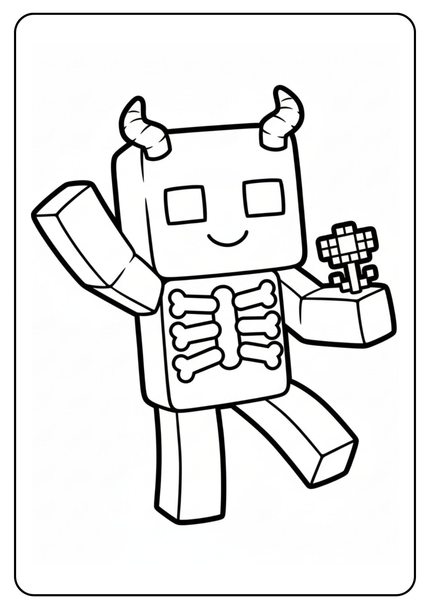 Coloriage Warden Minecraft souriant