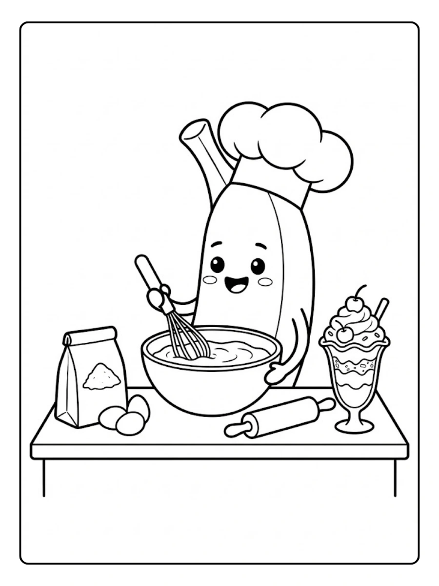 Coloriage banane Chef Cuisinier