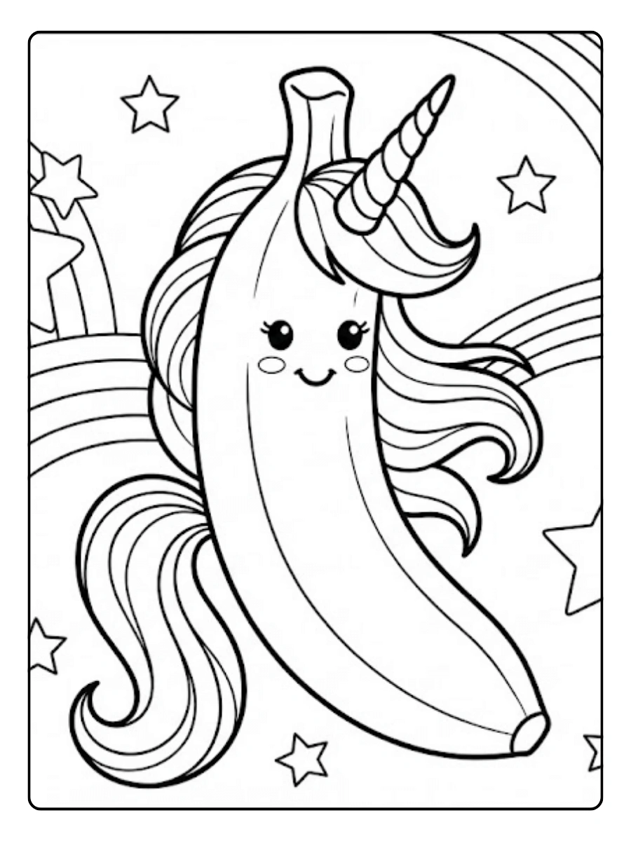 Coloriage banane Licorne