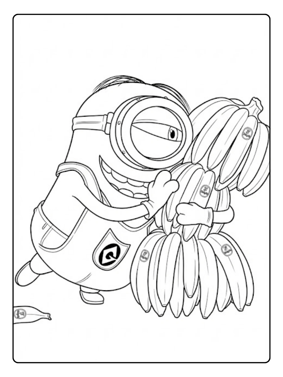 Coloriage banane et Minion