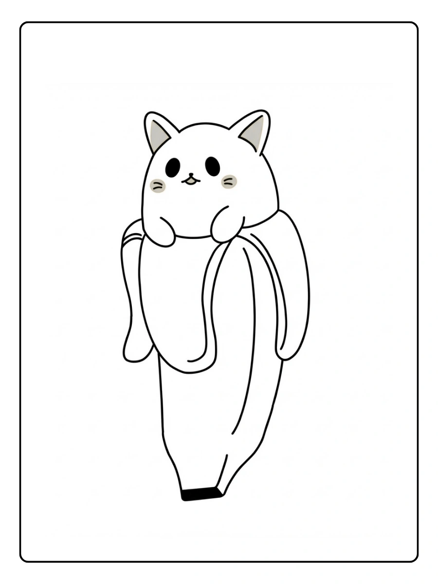Coloriage banane et chat