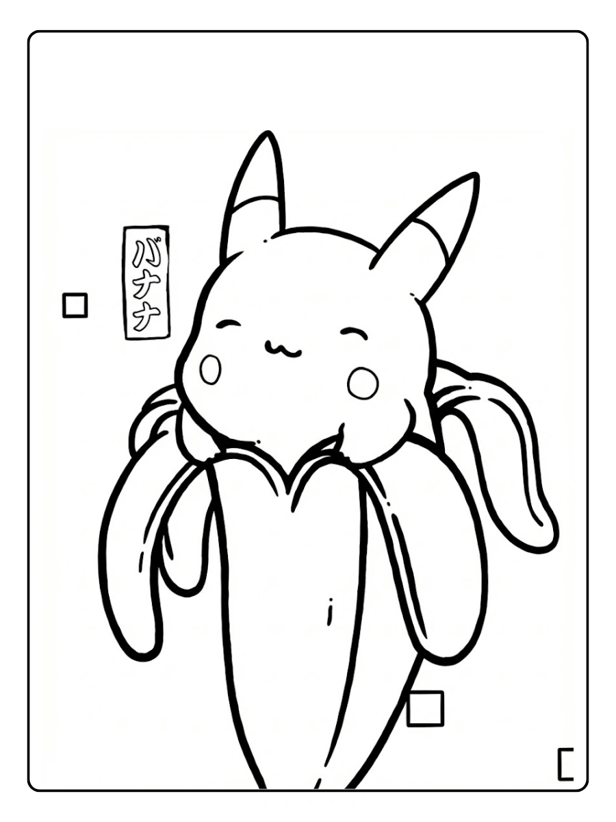 Coloriage banane et pikachu