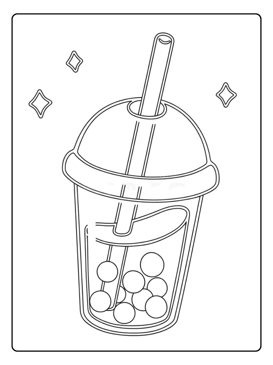 Coloriage bubble tea joyeux et en marche