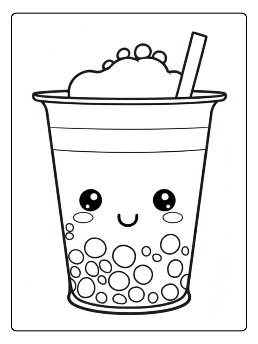 Coloriage bubble tea kawaii Un joli panda souriant
