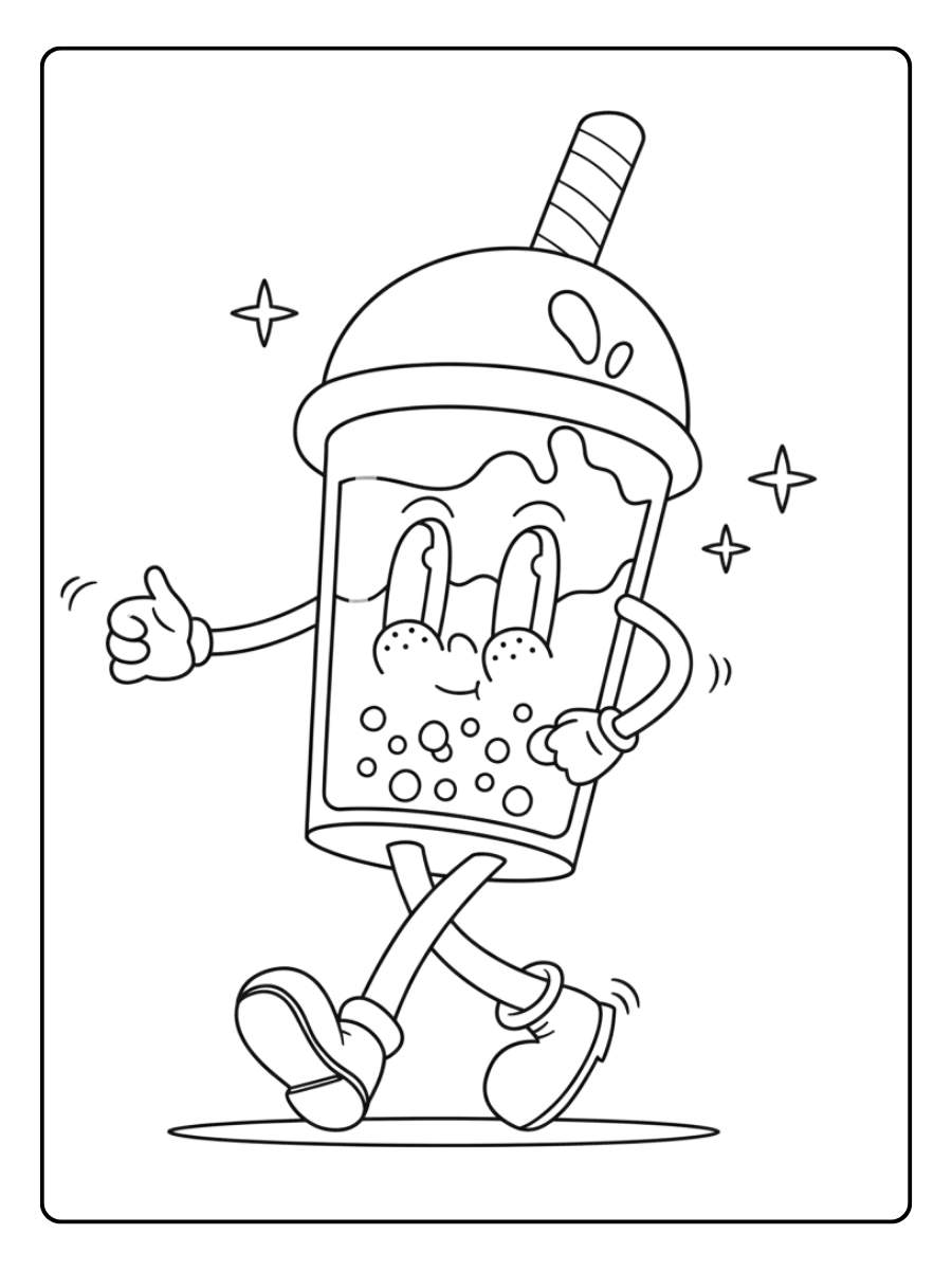 Coloriage bubble tea personnage amusant