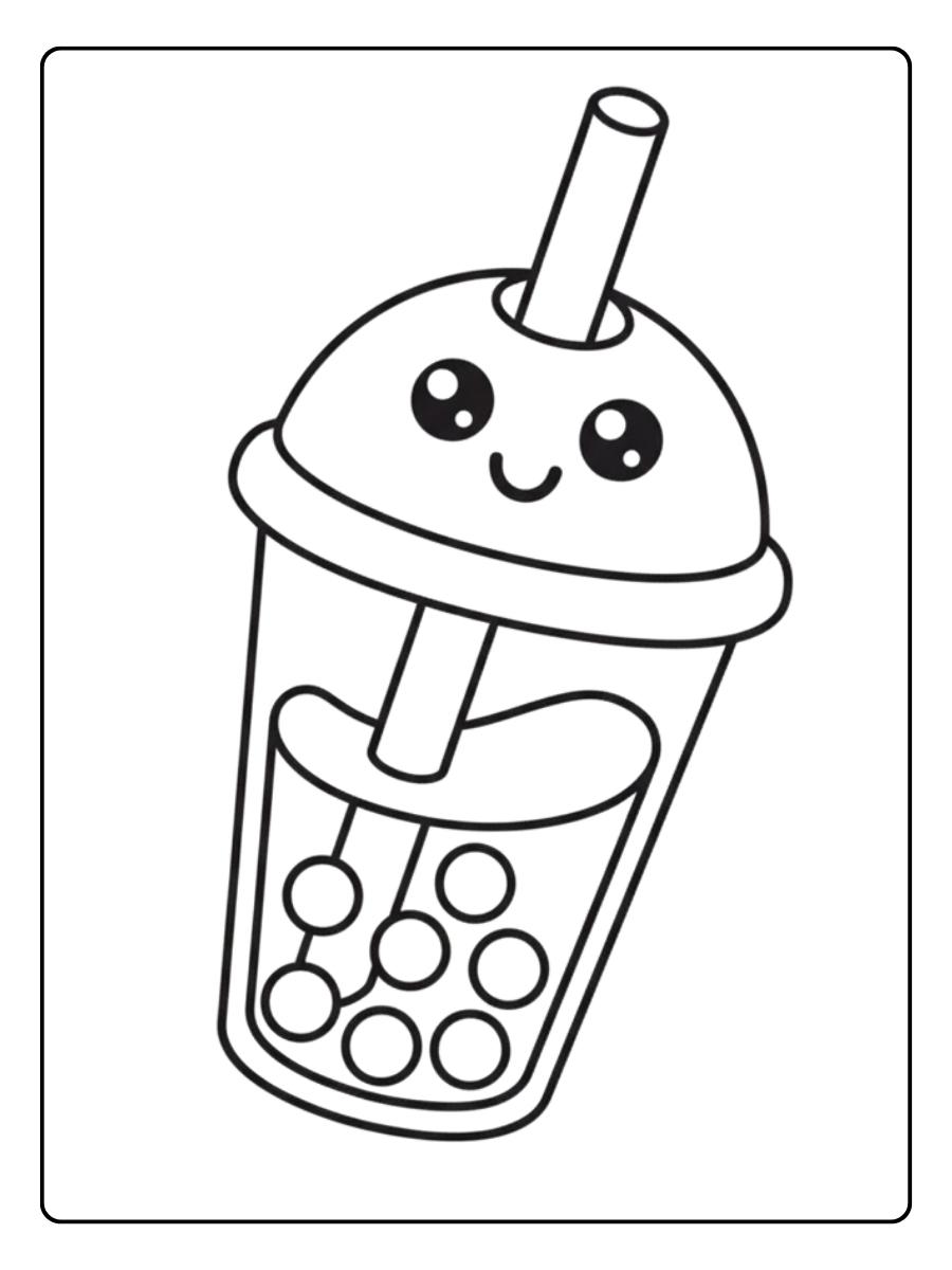 Coloriage bubble tea qui marche et fait un pouce levé