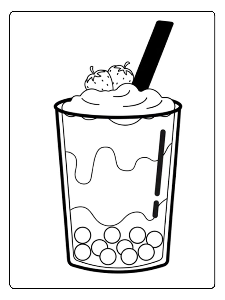 Coloriage bubble tea style dessin animé