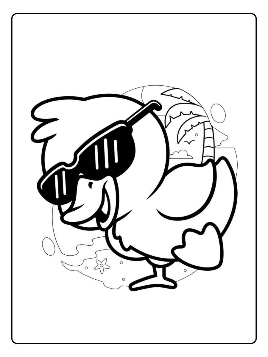 Coloriage canard avec des lunettes de soleil