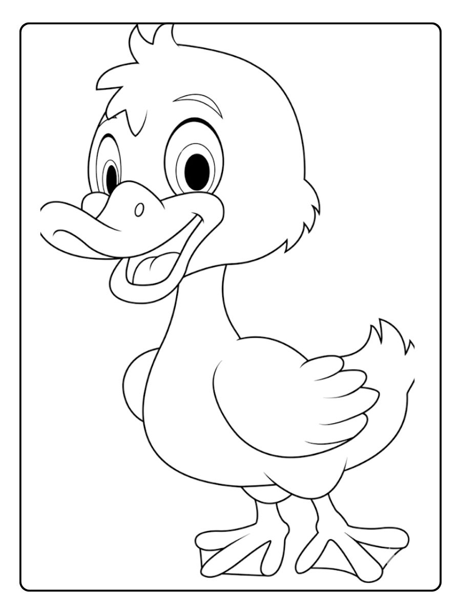 Coloriage canard bébé heureux