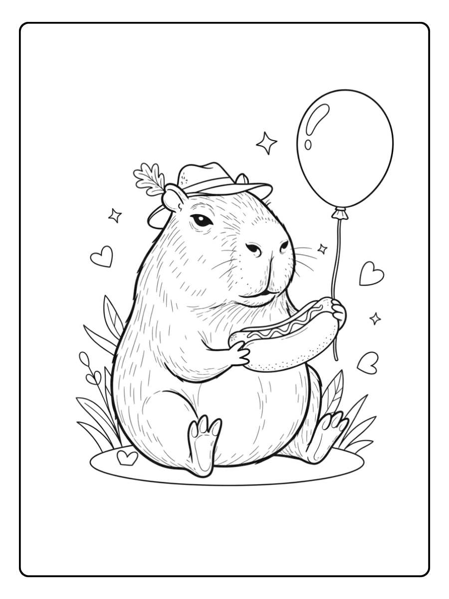 Coloriage capybara fête