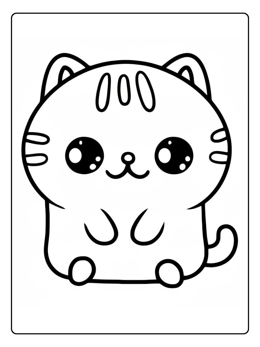 Coloriage chat kawaii simple et mignon