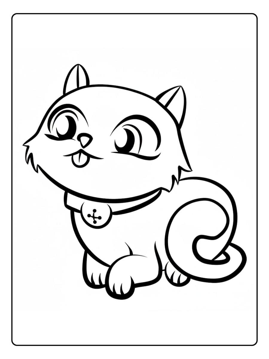 Coloriage chat kawaii simple pour enfant