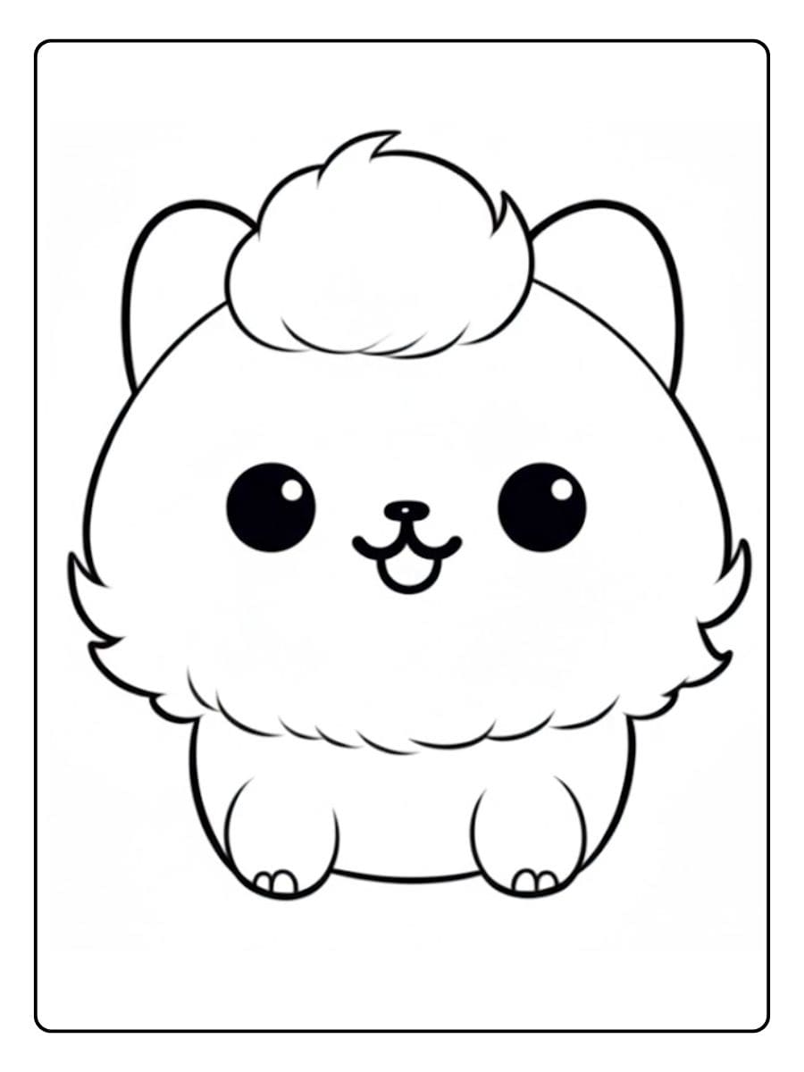 Coloriage kawaii animaux Adorable petit animal avec son donut
