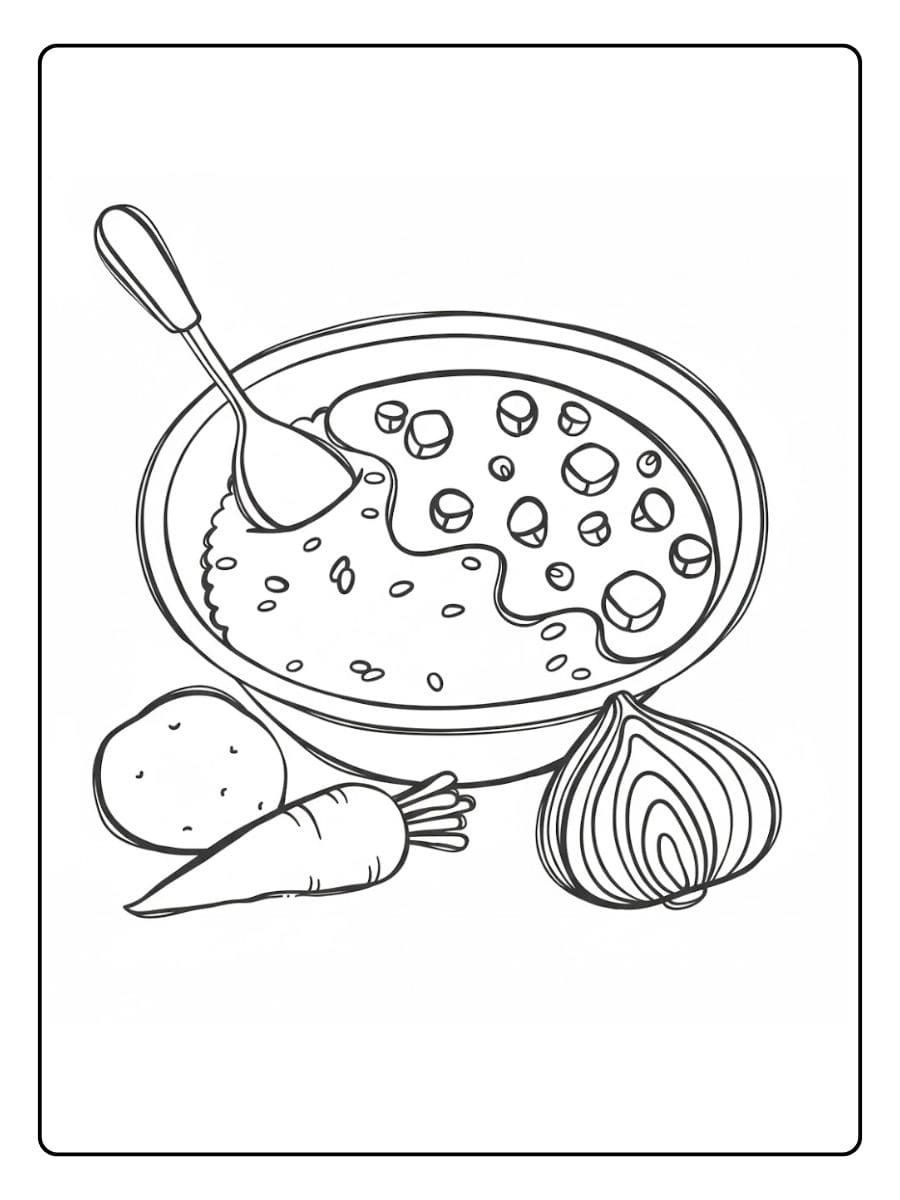 Coloriage kawaii nourriture japonaise Délicieux curry et riz