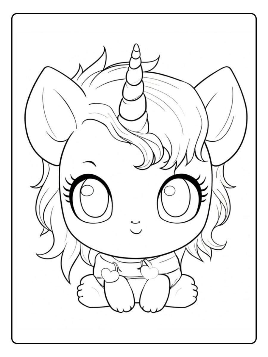 Coloriage licorne kawaii avec son donut