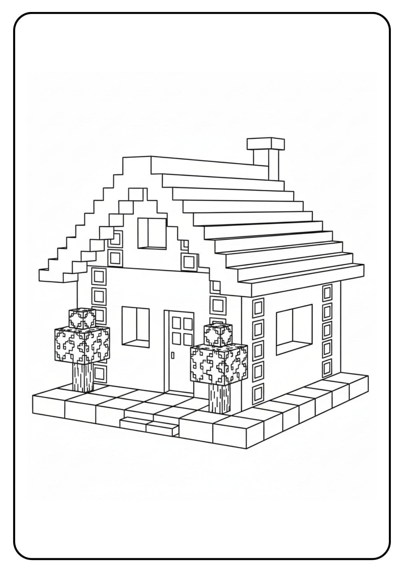Coloriage maison Minecraft bloc