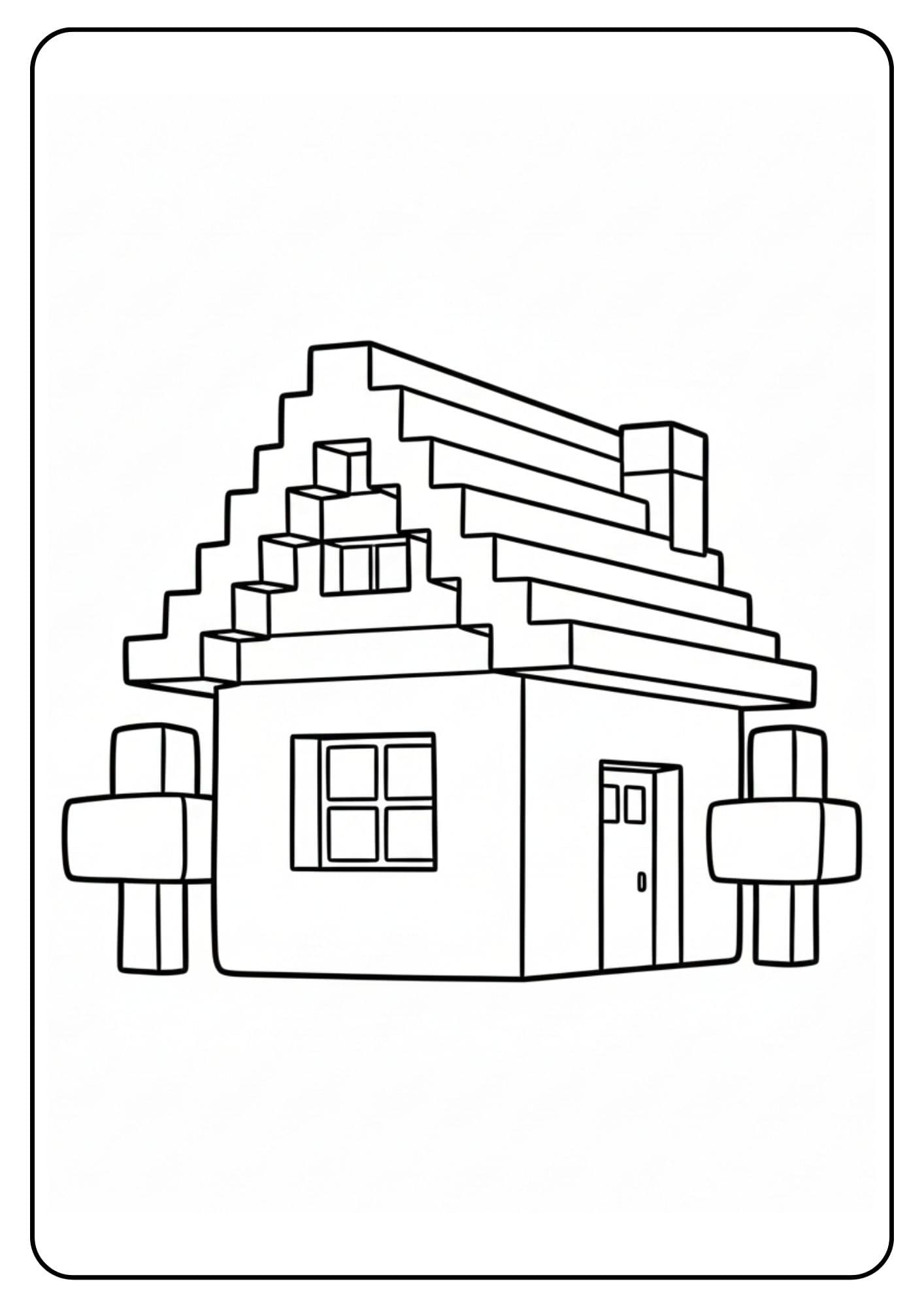 Coloriage maison Minecraft facile
