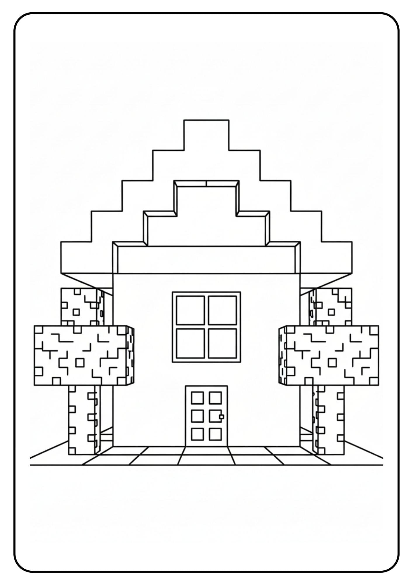 Coloriage maison Minecraft simple