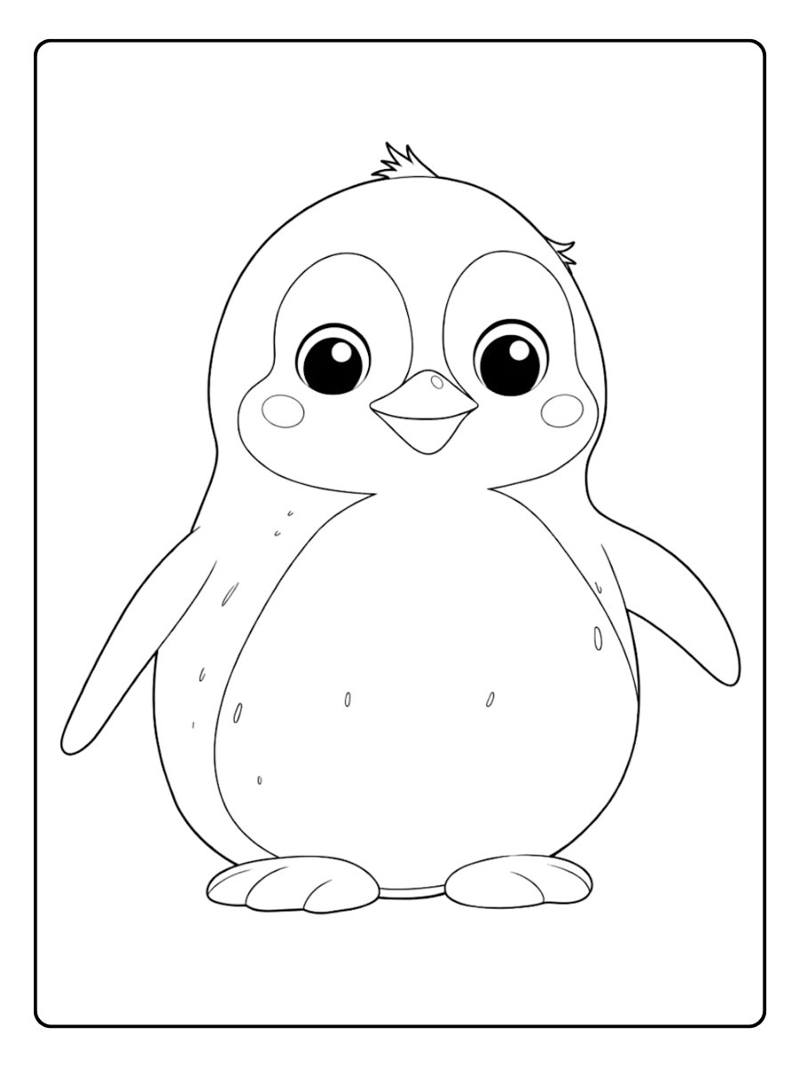 Coloriage pingouin avec un cœur