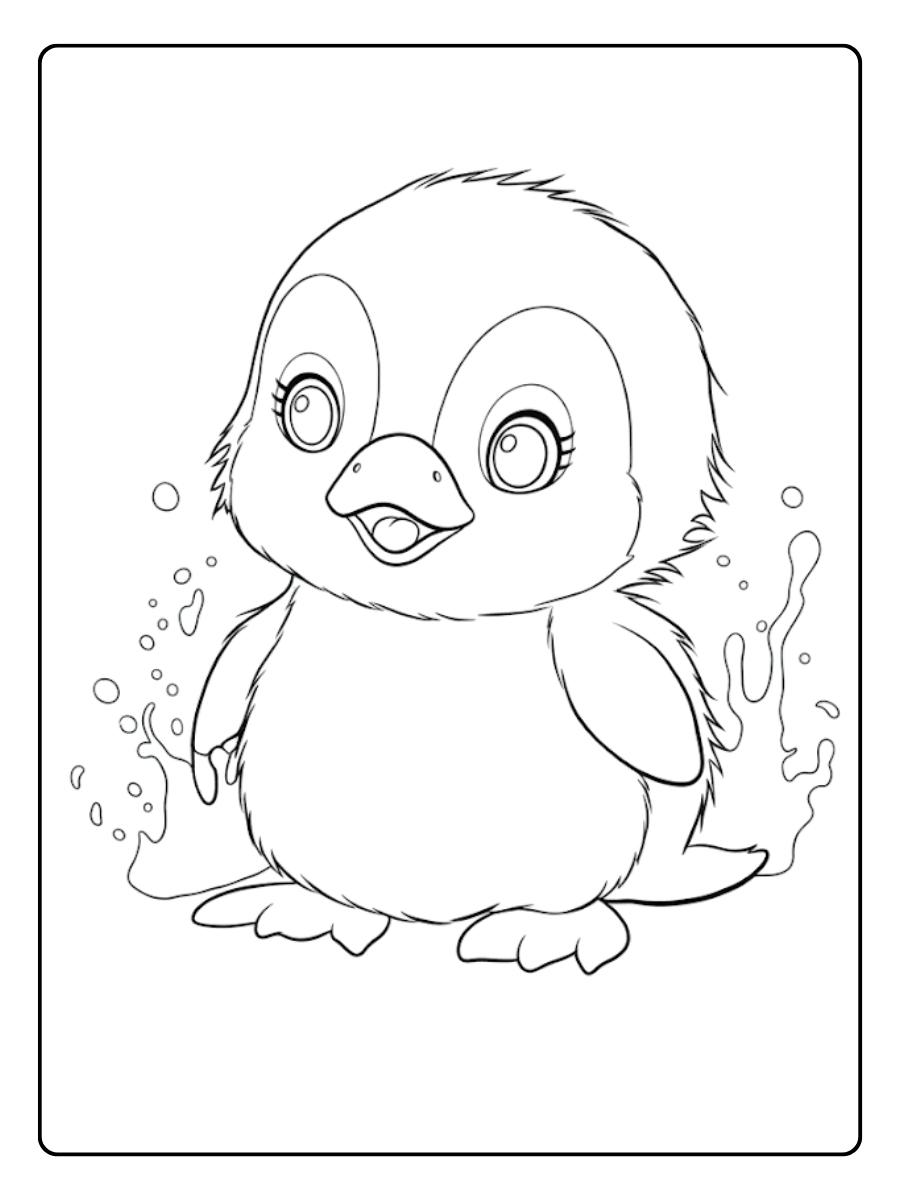 Coloriage pingouin dans l'eau