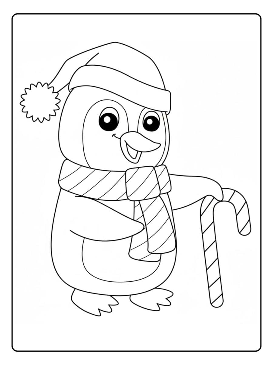 Coloriage pingouin noel Le Père Noël des glaces