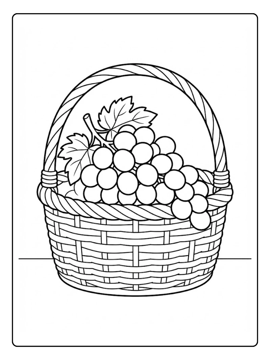 Coloriage raisin dans un panier