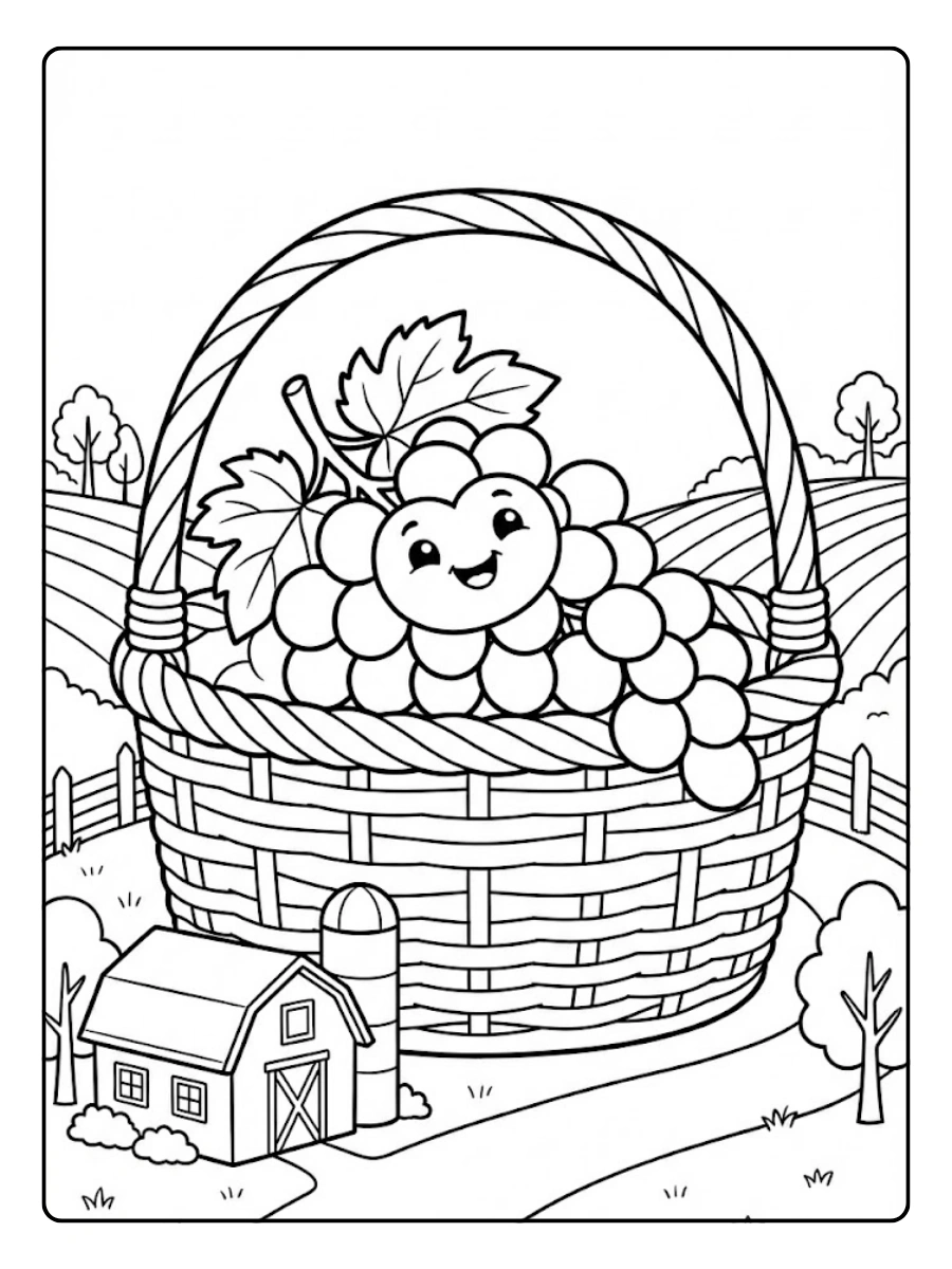 Coloriage raisin joyeuse à la ferme