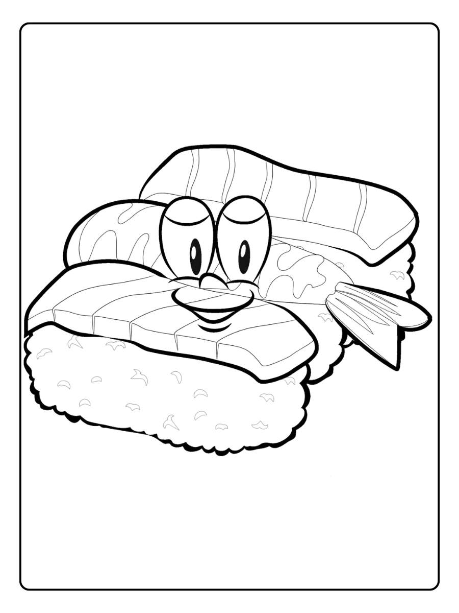 Coloriage sushi boisson mascottes joyeuses