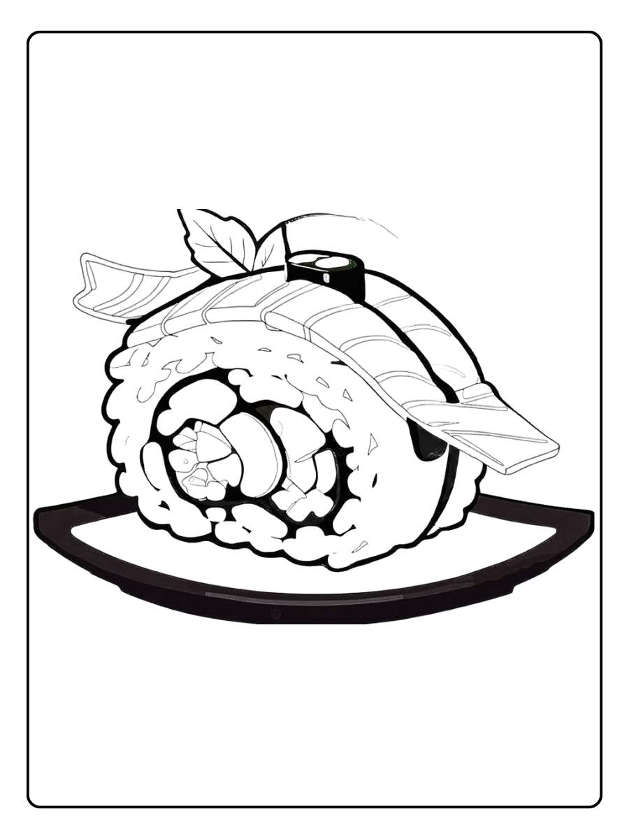 Coloriage sushi boisson qui se promène
