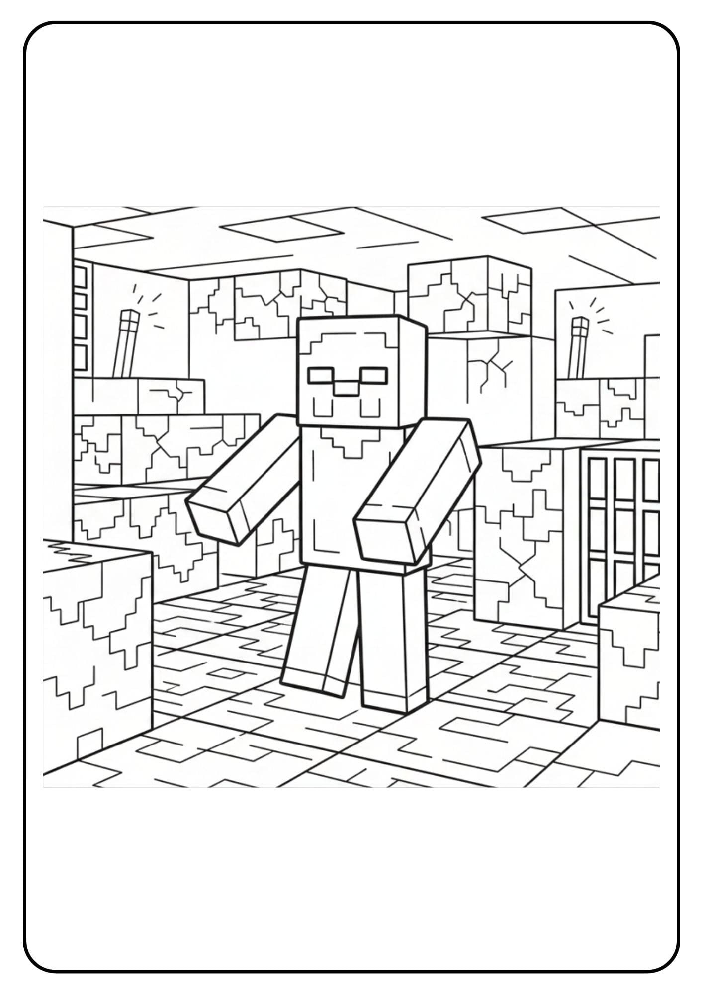Coloriage zombie Minecraft sous sol