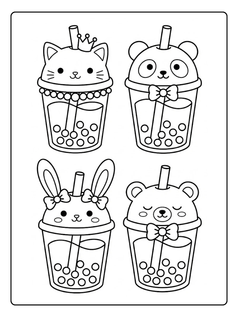 Coloriages Bubble Tea Animaux Mignons