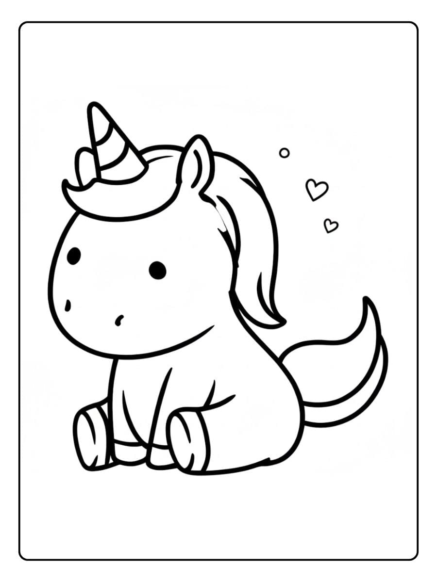 Contour Facile pour Enfants Style Licorne Kawaii