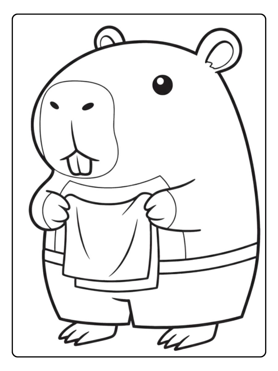 Grand coloriage capybara avec son meilleur ami
