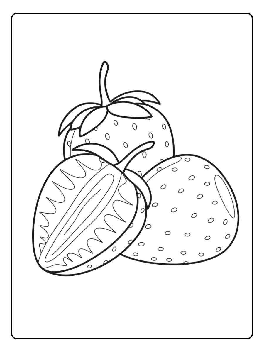 Le meilleur coloriage fraise avec des bulles