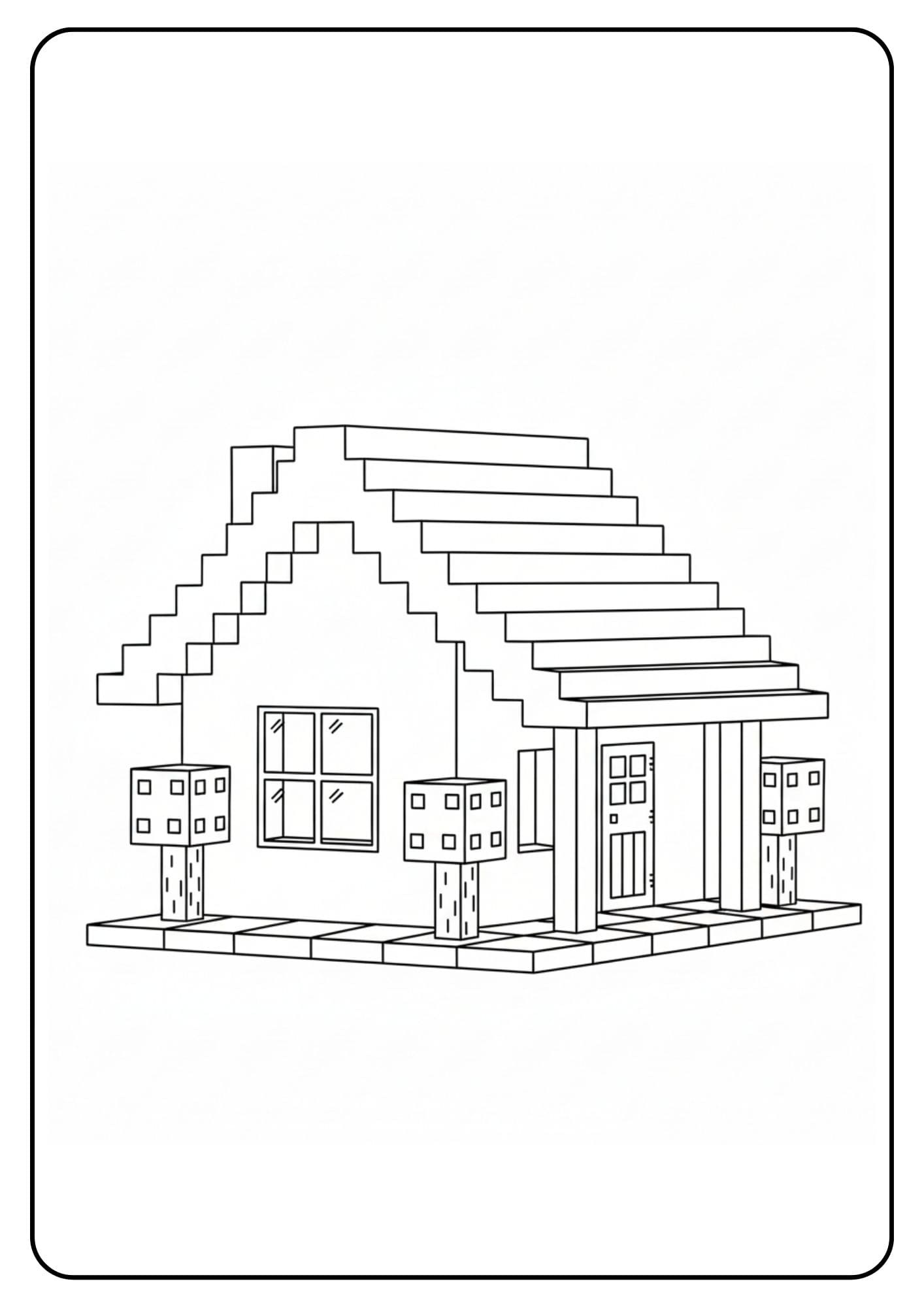 Maison Minecraft cosy coloriage