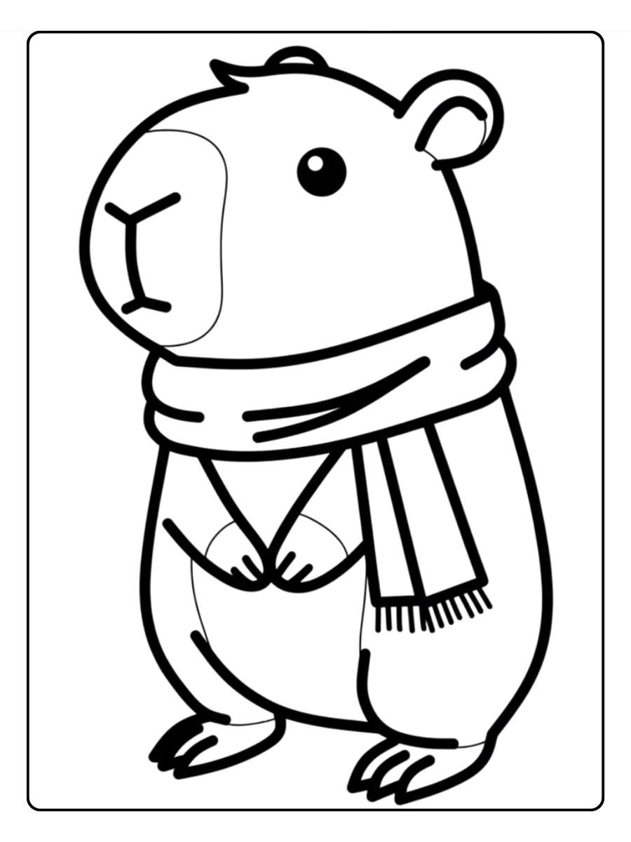 Maxi coloriage capybara dans un bain relaxant