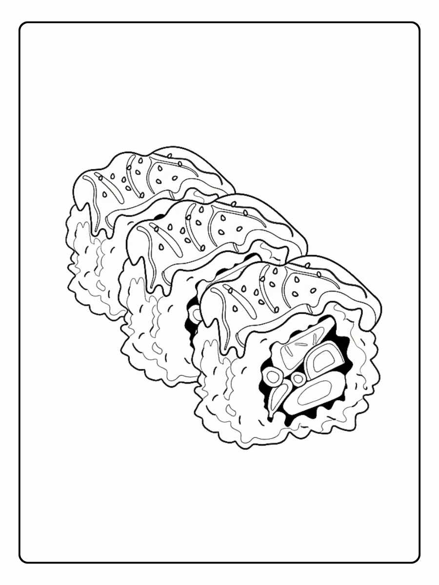 Maxi coloriage sushi rigolo pour les gourmands