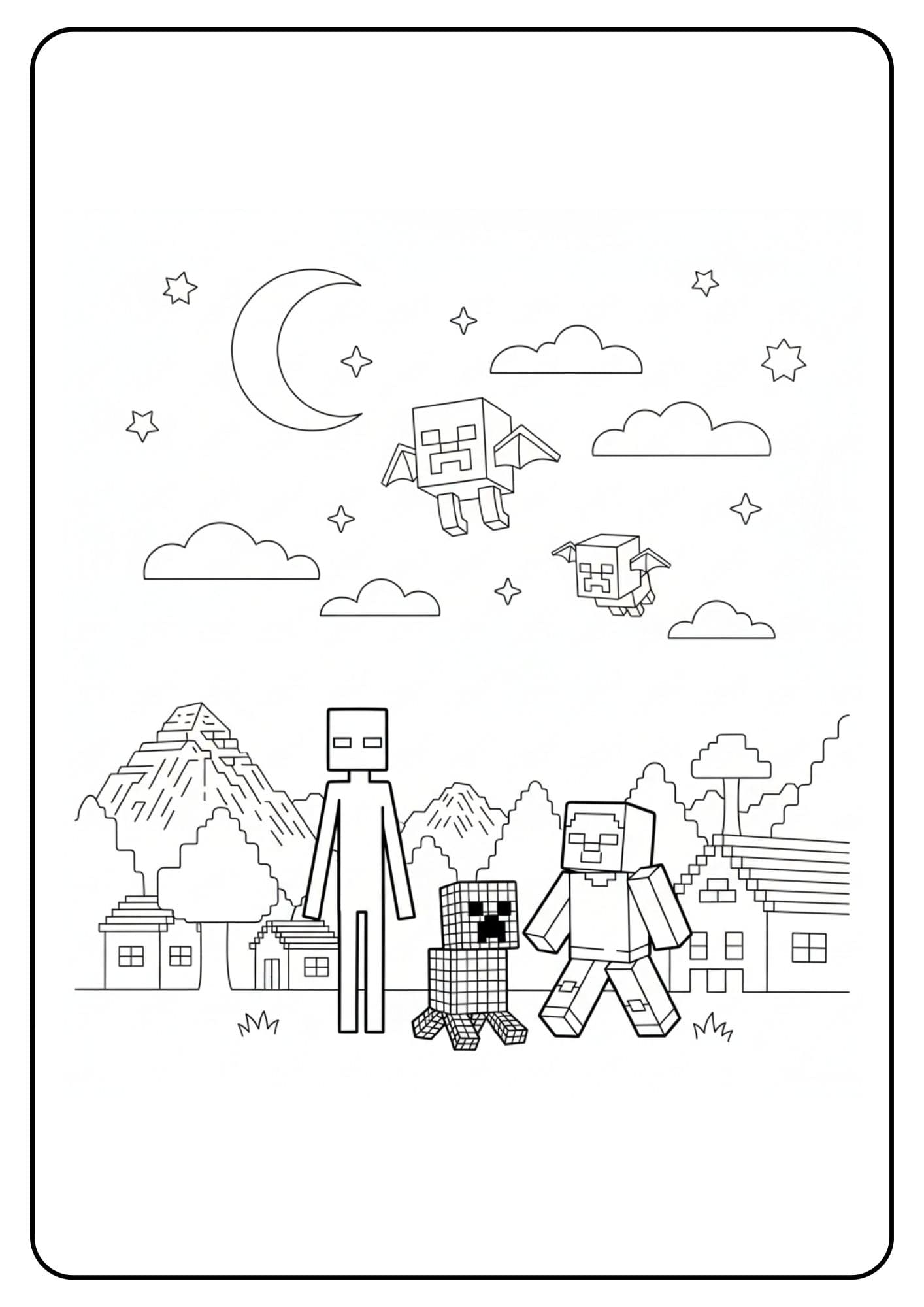 Monstre Minecraft créature nocturne coloriage