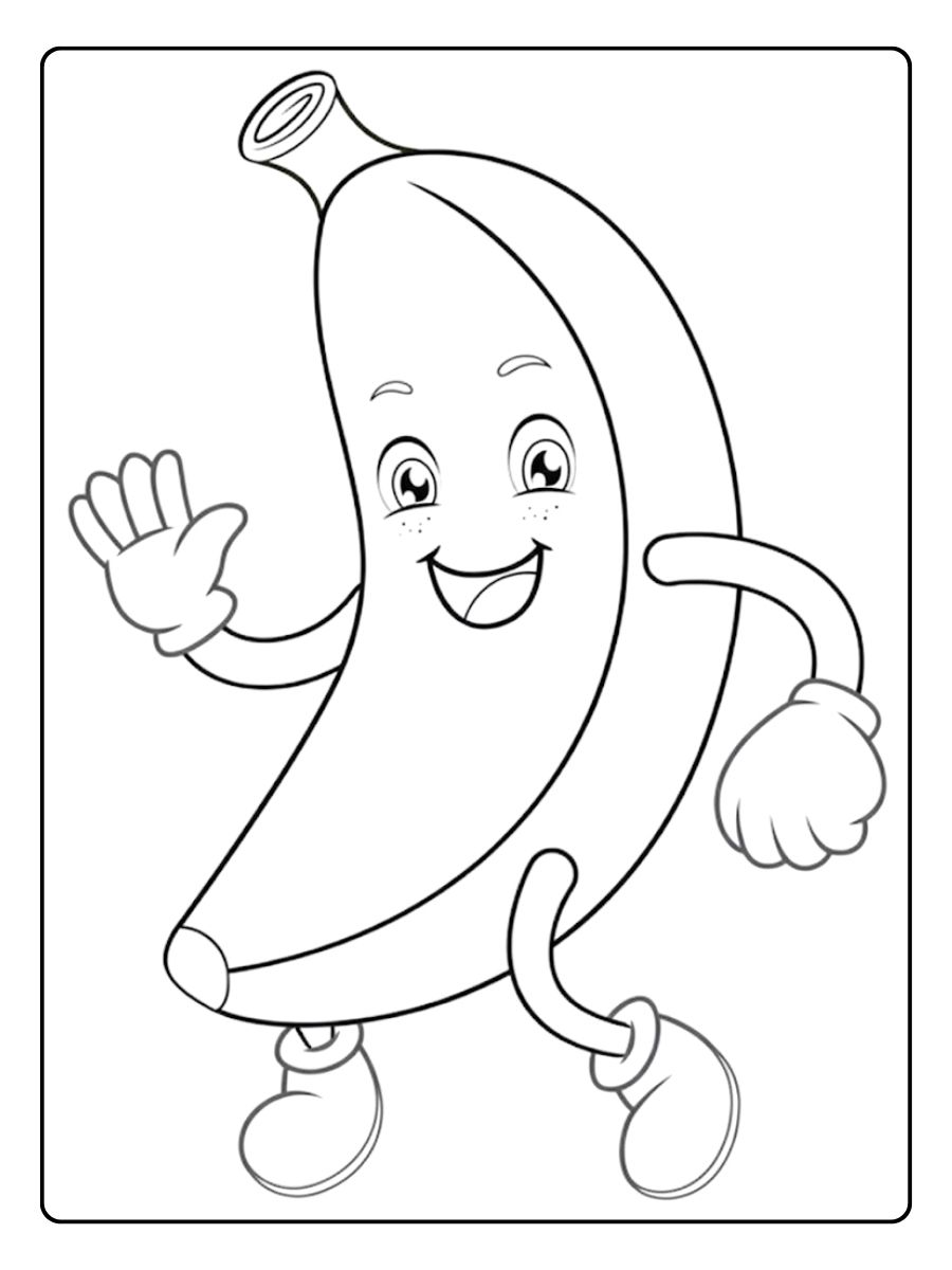 Petit coloriage banane joyeuse pour les enfants
