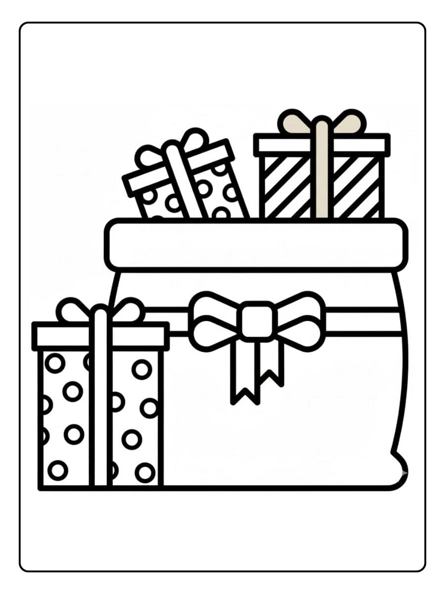 Poche de Noel et cadeau de noel coloriage