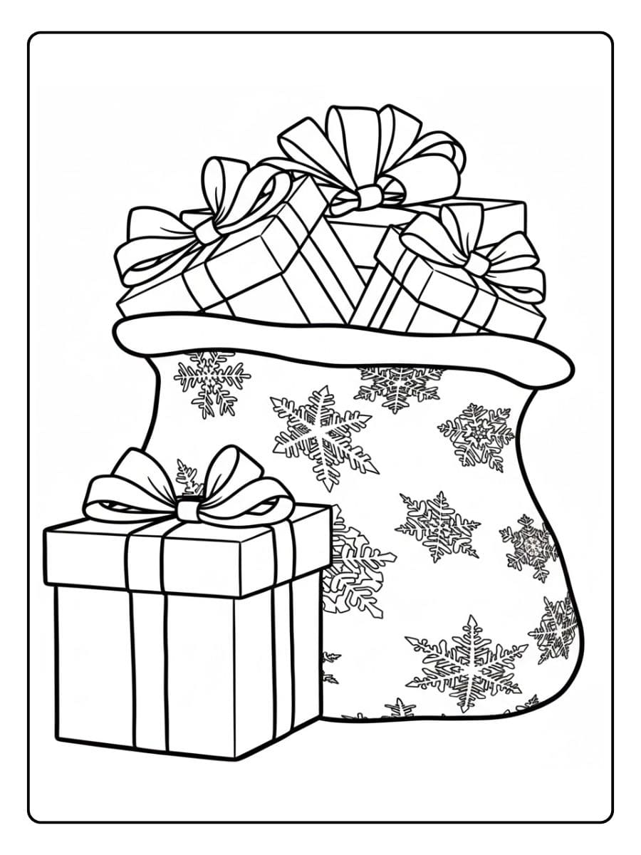 Sac de cadeau de noel coloriage à imprimer