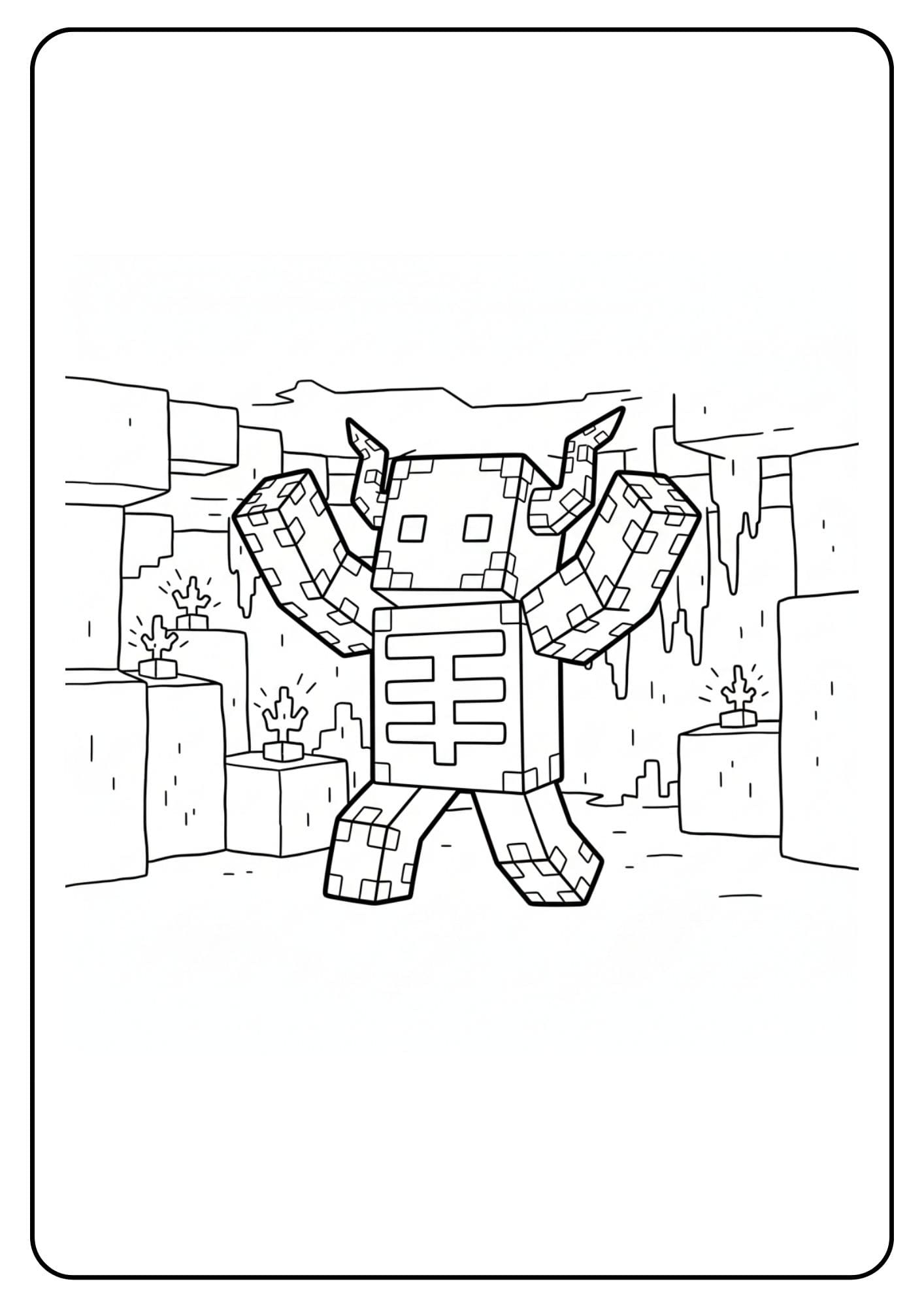 Warden Minecraft avec décor coloriage