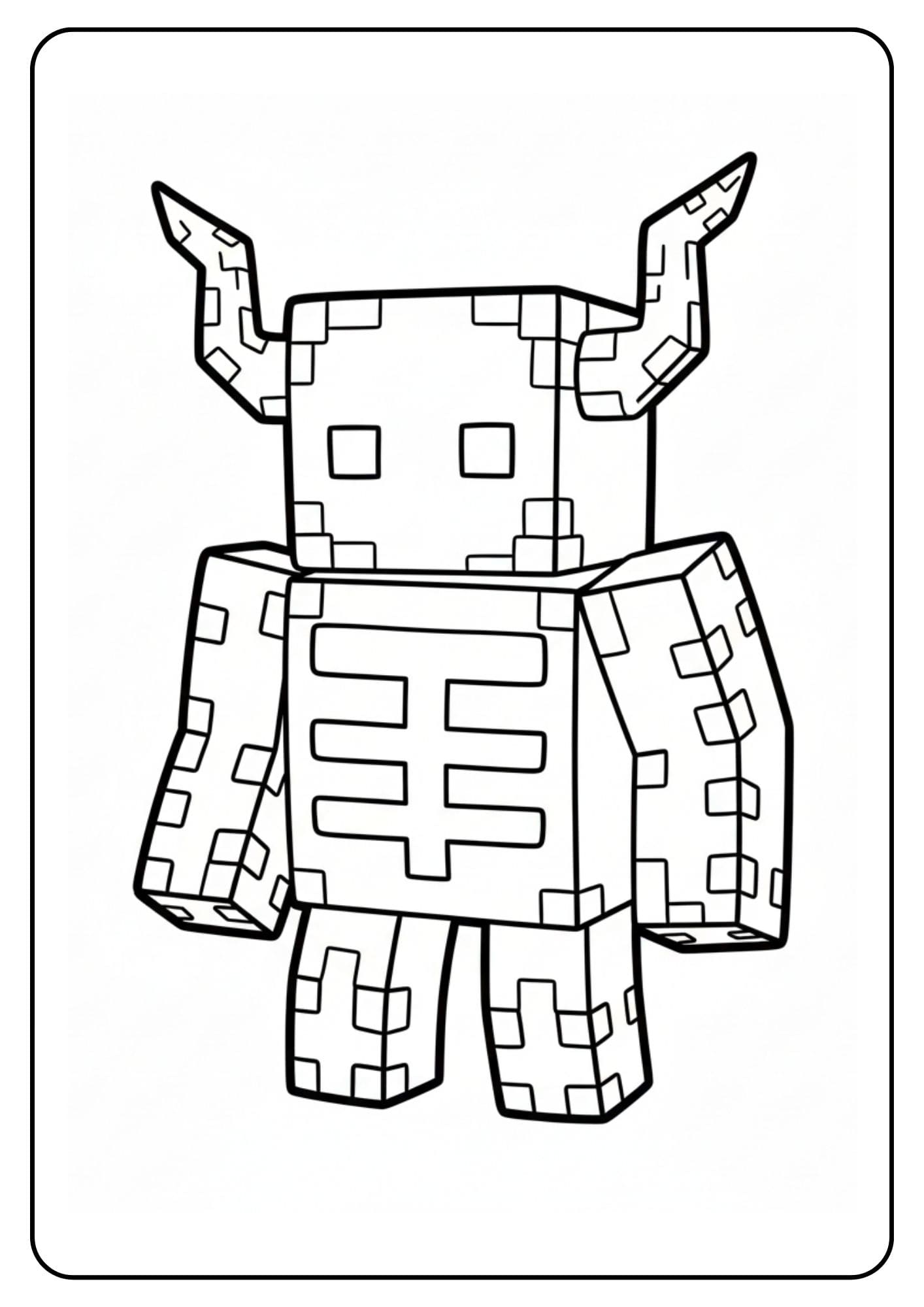 Warden Minecraft mignon coloriage