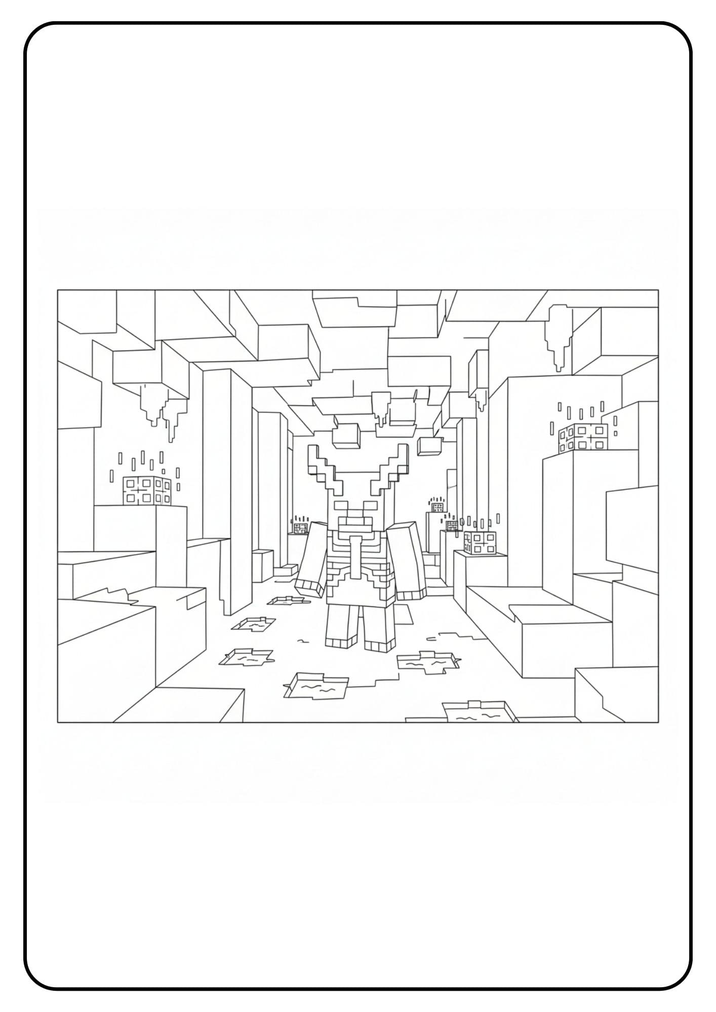 Warden Minecraft scène souterraine coloriage