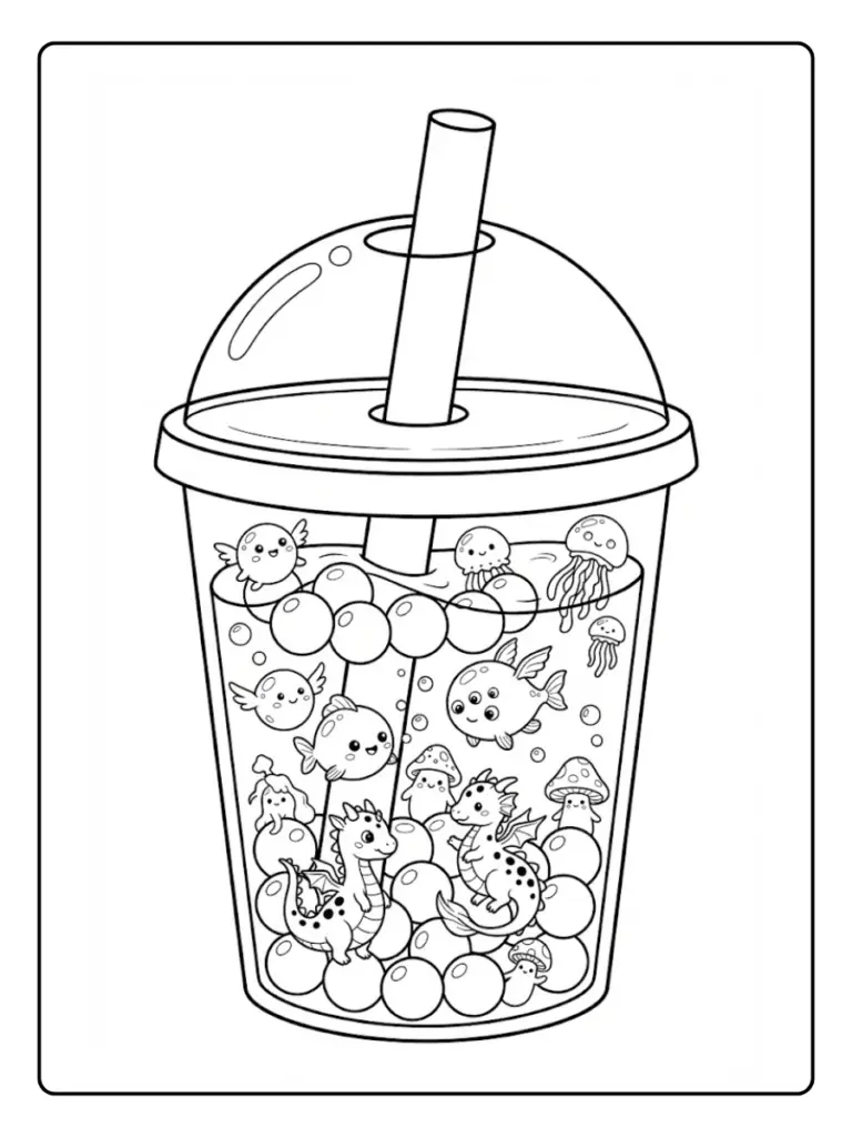 coloriage bubble tea