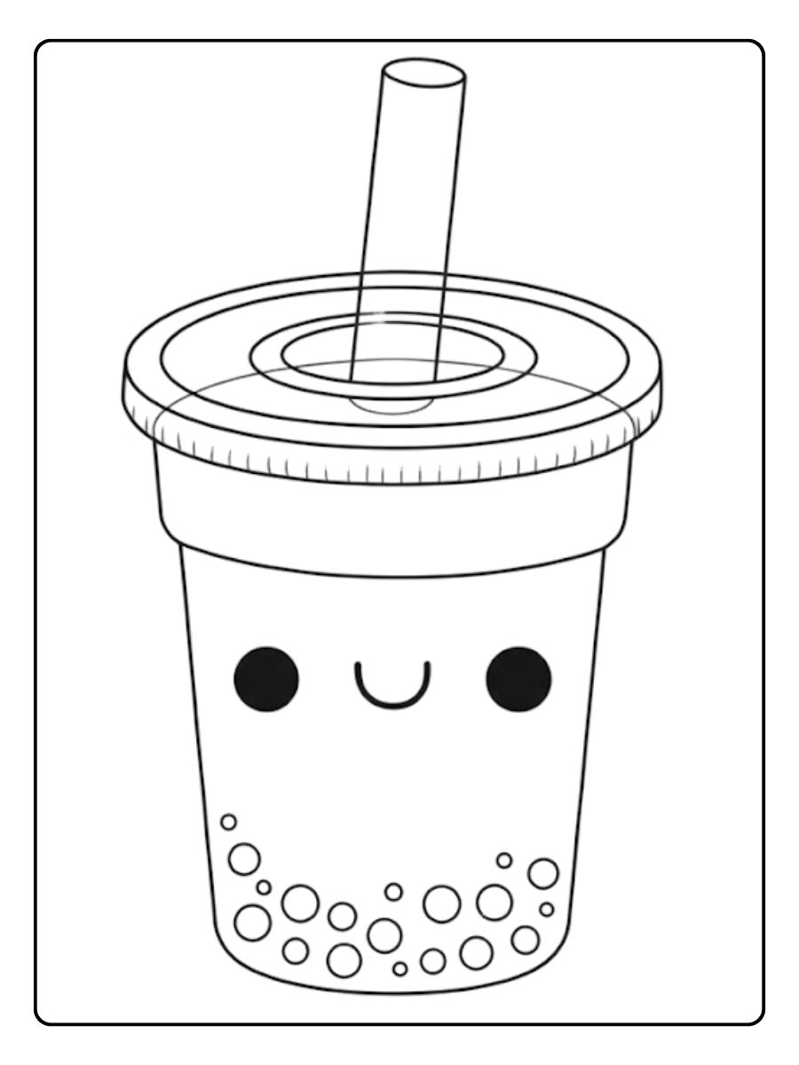 coloriage bubble tea le petit verre fâché
