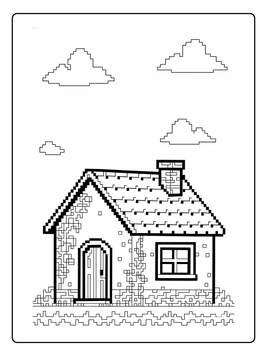 coloriage maison minecraft