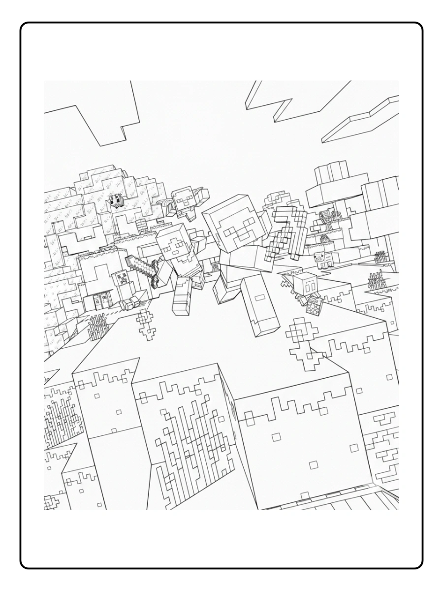 coloriage minecraft village (2)